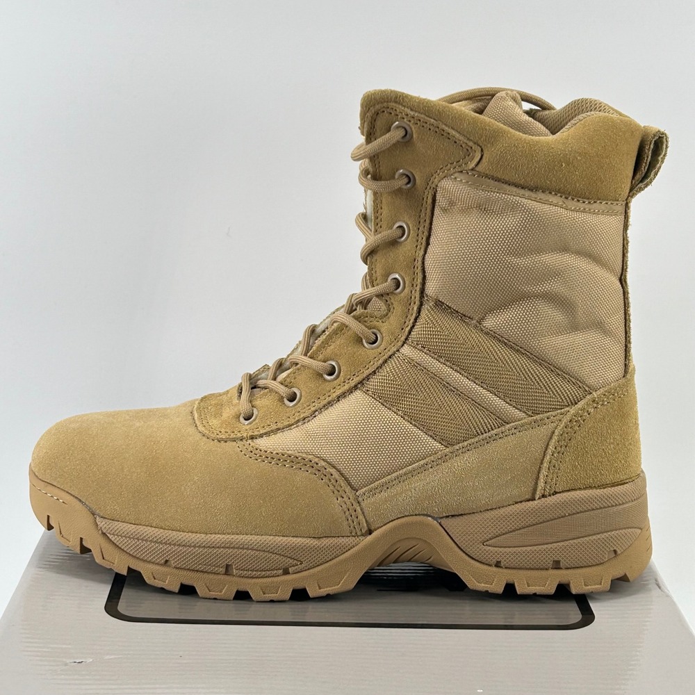 Safara NJ8821 Tactical Boots Mens 12 Khaki Leather Insulated Side Zip Combat NEW